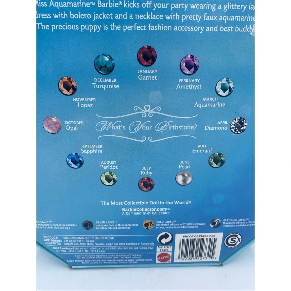Barbie Birthstone Beauties Miss‎ Aquamarine Doll March L7574